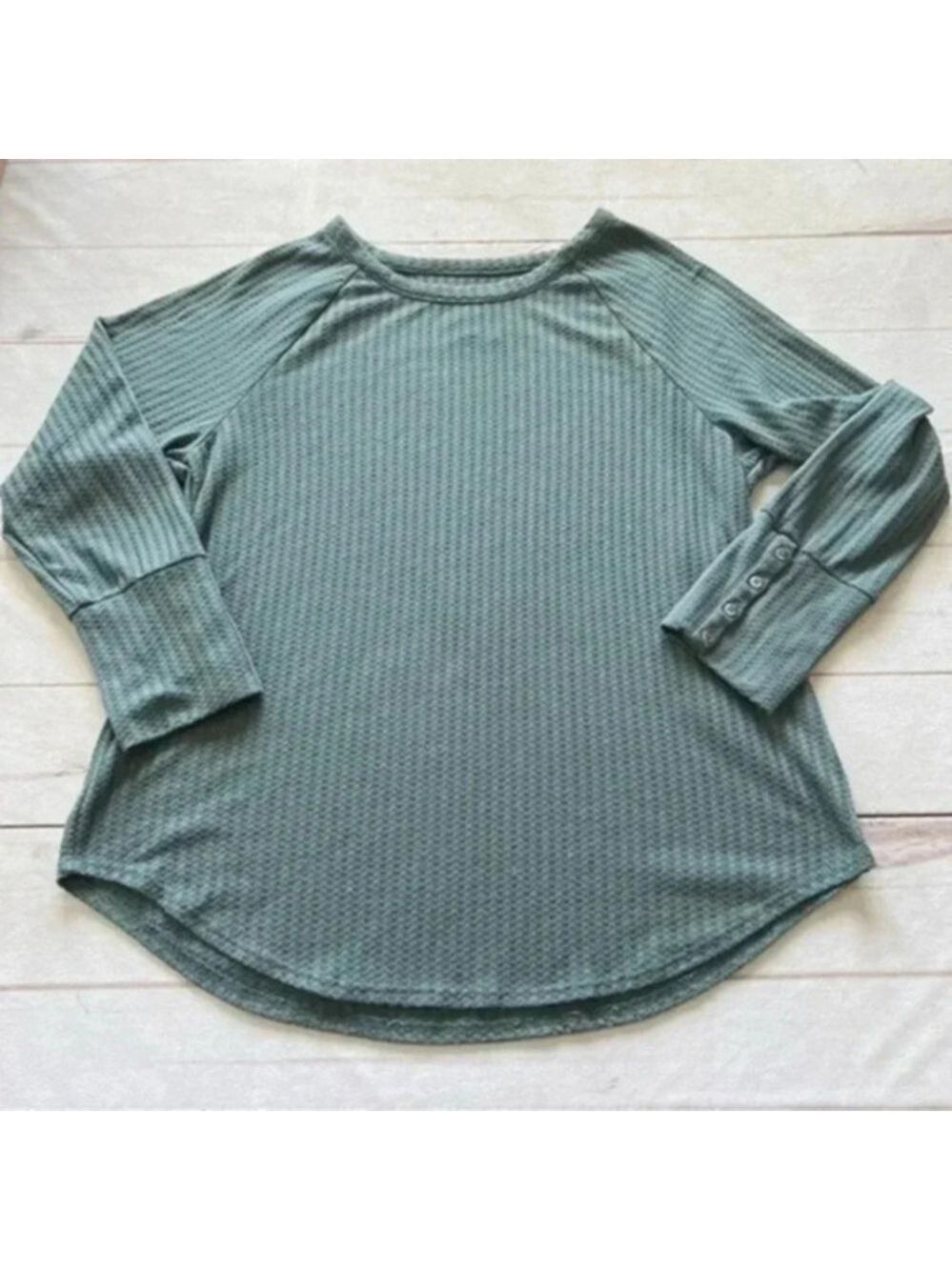 Chaser Womens Waffle Knit Thermal Top Button Long Sleeve Tunic Top XXL…